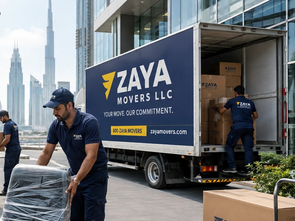 Zaya Movers commercial shifting service with branded moving truck in Dubai